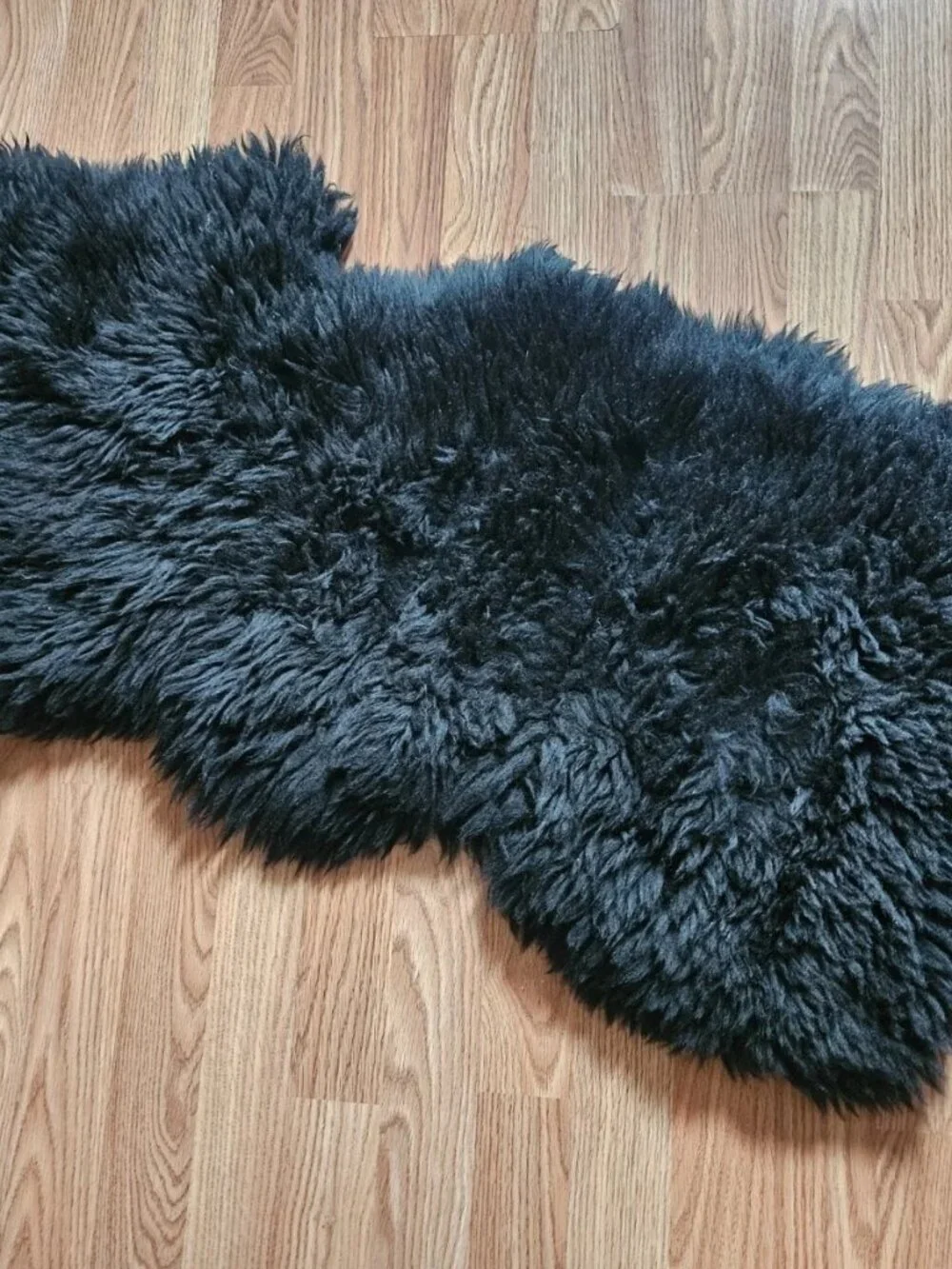 Real Fur Area Rug Handmade Sheepskin Black Real Hair Fur Home Decore Rug New